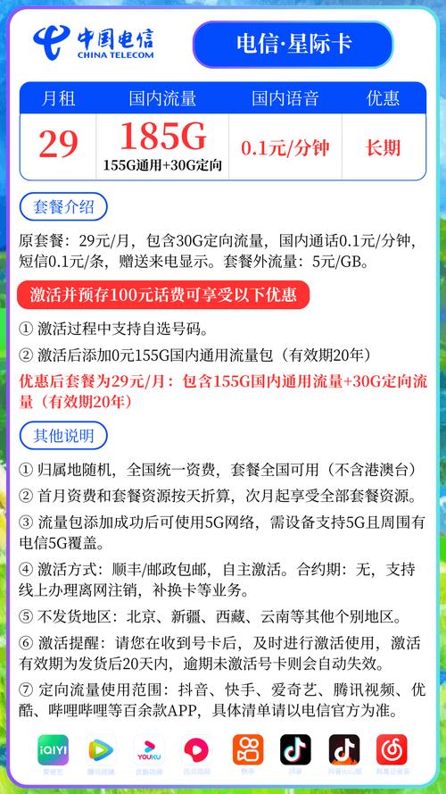 手机电信卡套餐选择哪个?